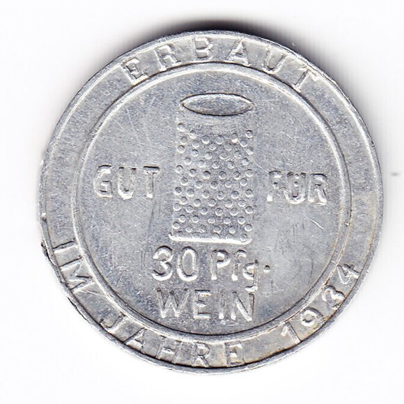 1934 Germany 30 Pfennig Aluminum Wine Token (b59) - Picture 1 of 2